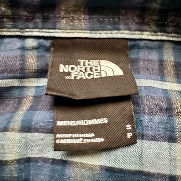 The North Face Blue Plaid Casual Button Down Short Sleeve Shirt Size S - Picture 8 of 15